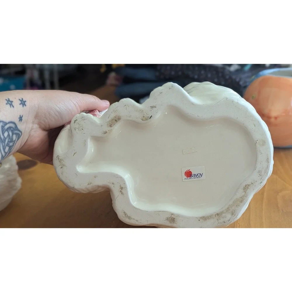 Rare Savoy Housewares Vintage White Persian Cat and Kitten Ceramic Cookie Jar